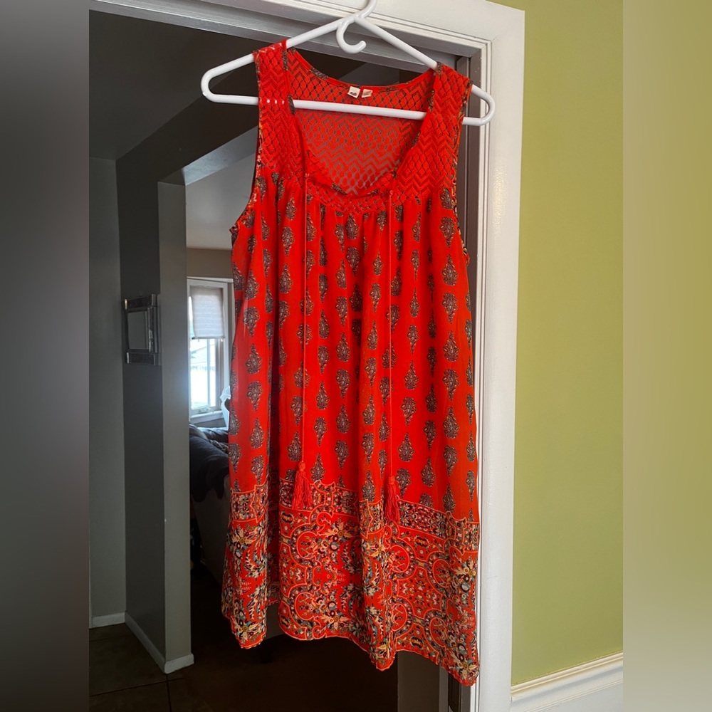 Women’s Orange flower Dress-L